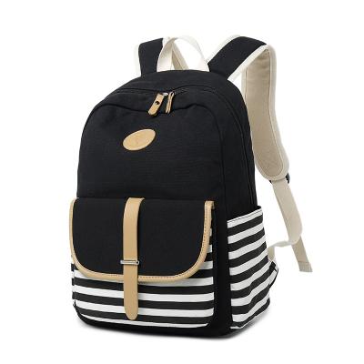 China With USB factory direct sale fashion custom simple college ladies blue striped backpack for sale