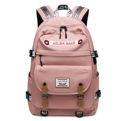 China With USB logo wholesale custom design girls Oxford school waterproof backpacks with USB charing port for sale