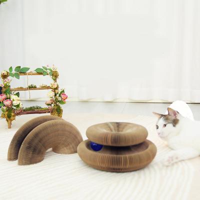 China Viable New Modern New Bell Cardboard Cat Toy Bell Living Room Wrinkled Claws Organ Toy Cardboard Panel Cat Scratcher for sale