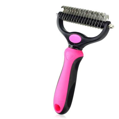 China Pet Grooming Slicker Stored Cleaning Tool 2 in 1 Pet Comb Open Knot Hair Removal Dog Hair Remover Comb for sale