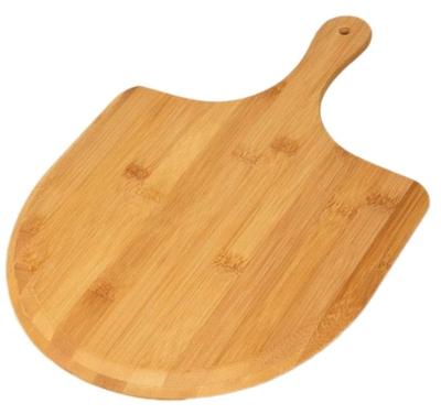 China Sustainable Natural Bamboo Paddle Boards Pizza Skin With Handle For Homemade Pizza And Bread Baking for sale