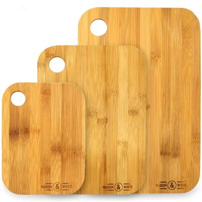 China Sustainable Natural Bamboo Kitchen Choppers Set Of 3 Various Sizes Set Wooden Cutting Boards for sale