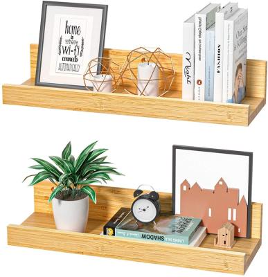 China Sustainable Bamboo Wall Mounted Storage Rack Display Stand For Home Office for sale