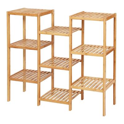 China Customizable Sustainable Bamboo Flower Pot Shelf, 9-Tier Bamboo Shelf Storage Shelf for sale