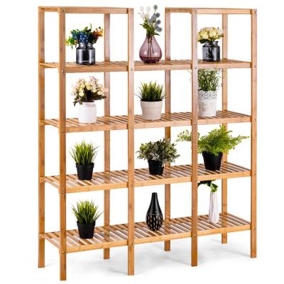 China Sustainable Serving Multilayer Bamboo Shelf For Flowers , Home Storage Bamboo Shelf for sale