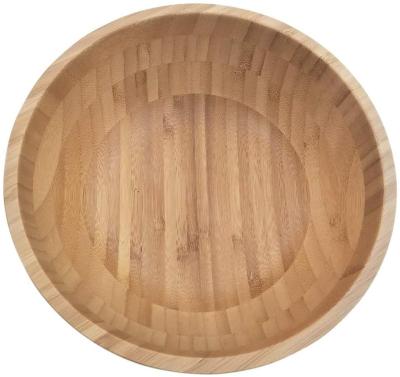 China Stocked Bamboo Salad Bowl With Wooden Round Serving Utensils Salad Bowl Serving Bowl for sale