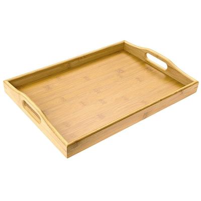 China Eco - Friendly Bamboo Fast Food Serving Tray With Handles for sale