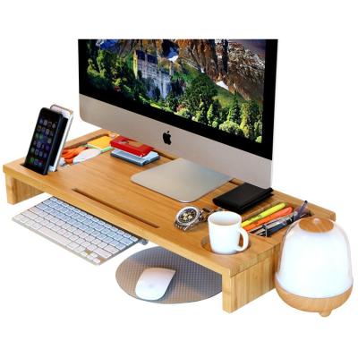 China Eco-friendly Stylish Bamboo Computer Monitor Stand Riser And Desk Organizer for sale