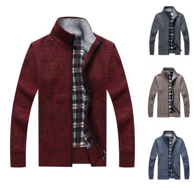 China Anti-pilling Autumn Warm Male Oem Korean anti-pilling plus size custom winter zipper full thick knit oversized cardigan men sweater for sale