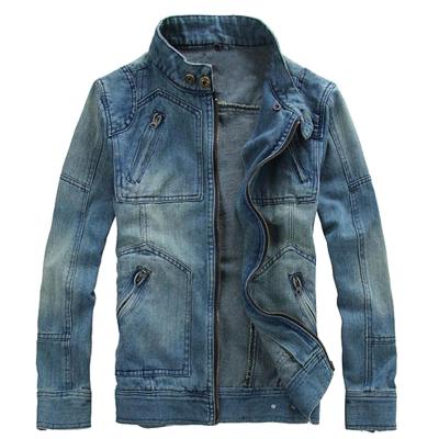 China Korean Latest Design Breathable Zipper Lapel Plus Size Hoodie Spring Autumn Casual Mans Color Block Denim Jacket for sale