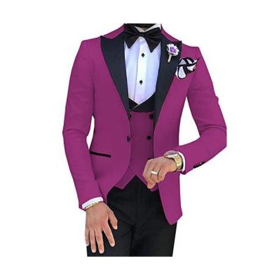 China New Plus Size Anti-Wrinkle Korean Wholesale Fashion Luxury Tuxedos Custom Made Elegant Party Men Suits 3 Pieces Set Wedding for sale