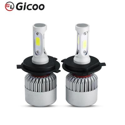 China GICOO Aluminum S2 C6 Led H4 H7 H13 H11 9005 9006 COB LED Auto Headlight 50W 8000LM Car Bulb Lamp Auto Head Fog Light for sale