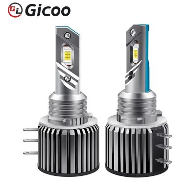 China GICOO Aluminum H15 Error Free Led Mini Headlight Bulbs 80w 16000lm Led Lamps Car Led Head Lamp Bulbs for sale