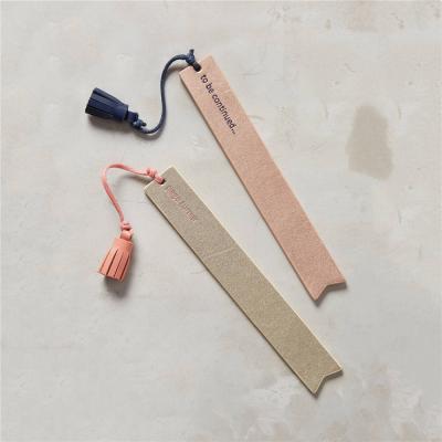 China America Leather Promotional Gift Customized Genuine Leather Logo Bookmark With Tassel for sale