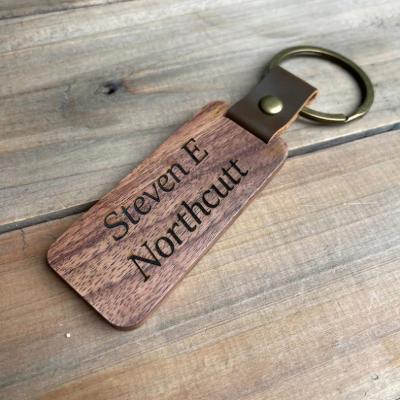 China Free Sample Eco-Friendly Engraving Custom Metal Keyring Wooden Logo Luxury Leather Wooden Keychain Key Chain for sale