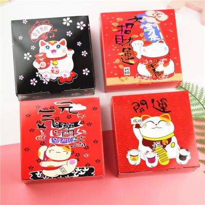 China Maneki Neko Square Chinese New Year Recyclable Luxury Red Candy Cookie Paper Box Small Gift Box With Tiger for sale