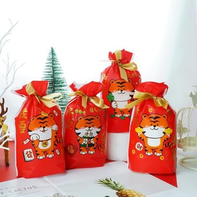 China Recycled Materials Maneki Neko Cartoon Candy Drawstring Pouch Small Bag Chinese New Year Gift Bag for sale