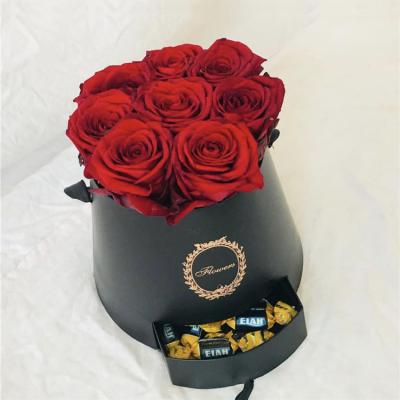 China Recycled Materials Valentine's Day Round Cylinder Double Layer Bouquets Chocolate Gift Box Mom Flower Box With Drawer for sale