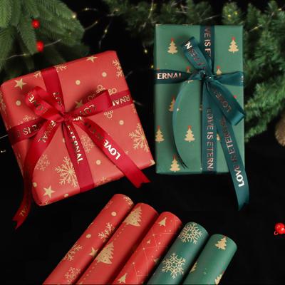 China Eco Friendly Recycled Paper Materials Bouquet Wrapping Sheet Wrapping Paper Christmas Red Brown Gift Wrapping For Flowers for sale