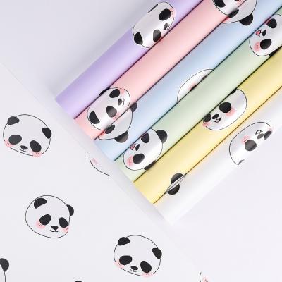 China China Wholesale High Quality Waterproof Cute Cartoon Panda Flower Gift Wrapping Paper For Kids for sale