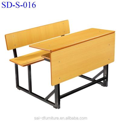 China School Furniture Sets SD-S-016 China Double High School Desk And Bench, Student School Desk With Bench Chair for sale