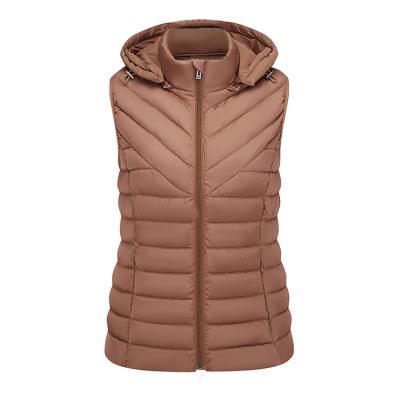 China 2021 Odm&Oem breathable polyester customs nylon fabric and outer wear padded faux down polyester women's vest and vest for sale