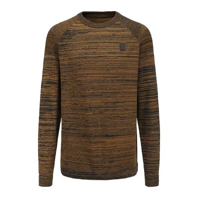 China Custom Made Jacquard Casual Pullover 100% Cotton Anti-Wrinkle Logo Crewneck Long Sleeve Men's Sweater for sale