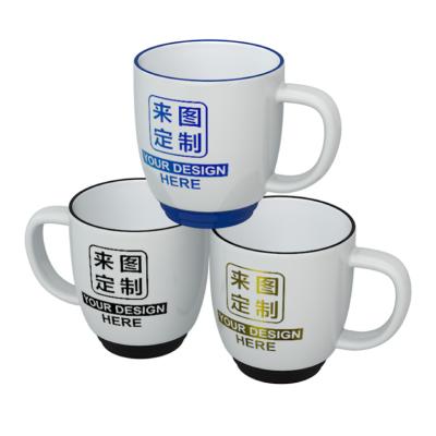 China Viable Wholesale Custom Ceramic Coffee Mugs Mug Stoneware Mug With Color Rim for sale