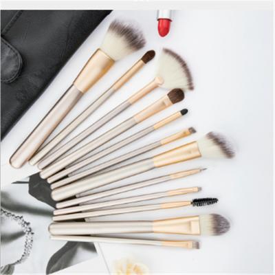 China Smudge Brush 12 Pieces Champagne Makeup Brush Make Up Tool Kit With Brush Bag Makeup Professional Standard for sale