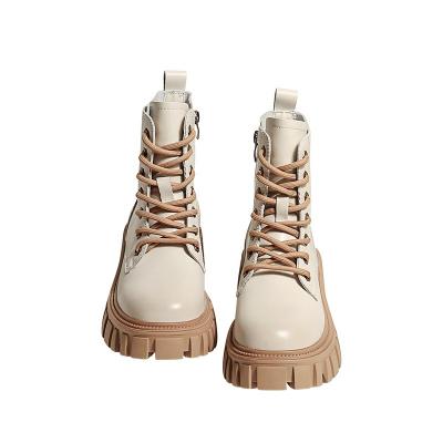 China Insulative Amanno bottoms thick mid-sleeve Martin boots 2021 new autumn single boots show casual slim British style for sale