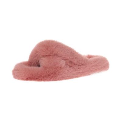 China Fashion trend autumn 2021 wool cross slippers fluffy flat home flip flops for sale