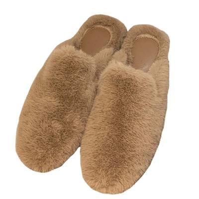 China Korean version of flat bottom mink hair lazy man's fashion trend with half head velvet slippers for sale