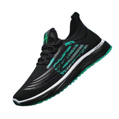 China 2021 Leisure men's shoes new trend breathable soft bottom light weight fly greenLeisure woven men's fabricmovementDark shoes for sale