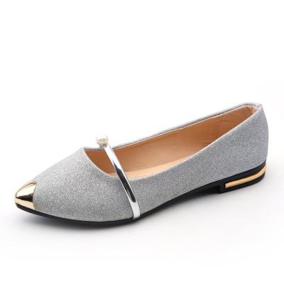 China 2021 fashion trend women's pointed new pearl low-top flat-heeled pumps for sale