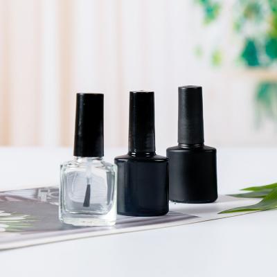 China Cosmetic high end UV gel frosted 10ml 15ml transparent black empty single glass nail polish bottle for nail polish gel for sale