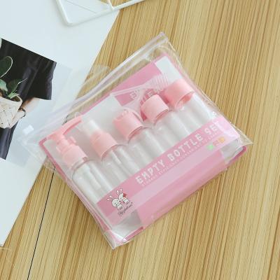 China Custom Logo 50ml 40ml 10g Travel Disc Cap Bottle Plastic Cosmetic Packaging Set / Mist Shake Lotion Pump Top Bottle for sale