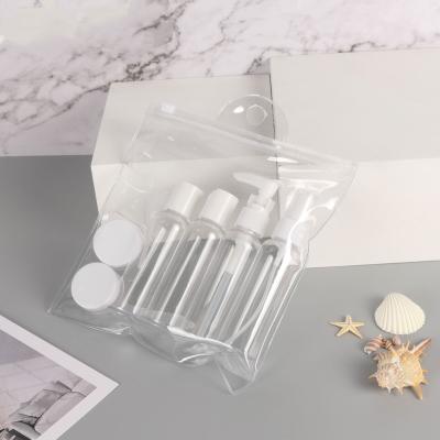 China Travel 10pcs cosmetic disc cap bottle mist bottle lotion pump bottle plastic spoon jar cosmetic packaging set for sale