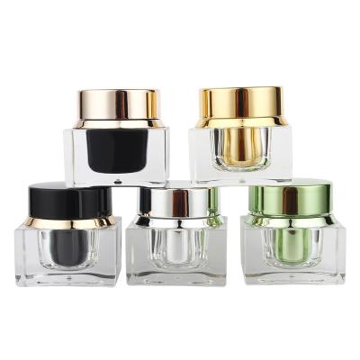 China Cosmetic Luxury 5g Lip Scrub Black Silver Green Empty Square Acrylic Cream Jar Gold Cosmetic Jar for sale