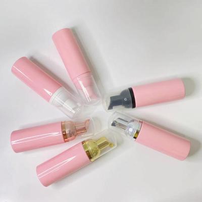 China Non Spill 30ml 50ml Round White Pink Cosmetic Face Wash Plastic Foamer Pump Bottle Soap Foamer Pump Plastic Bottle for sale