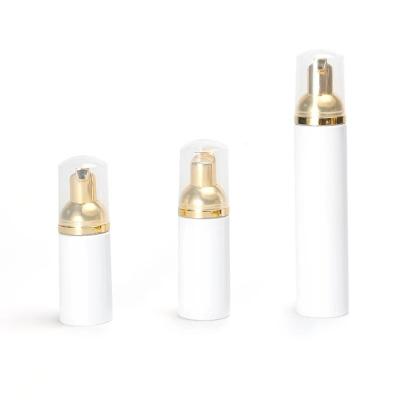 China Person Care Face Wash Foaming White PET 30ml 50ml 60ml 80ml 100ml 1oz 2oz Soap Pump Foam Pump Bottle With Gold Foam Pump for sale