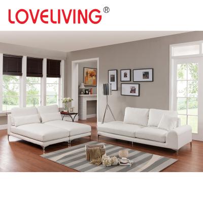 China White Sectional Sofa PU Sectional Classic Sofa Set With Arms For Modern Home for sale