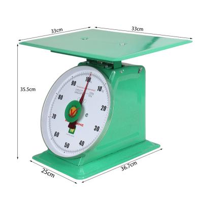 China CARBON STEEL Commercial Mechanical Dial Spring Scale Kitchen Supplies Scale 100kgs Platform for sale