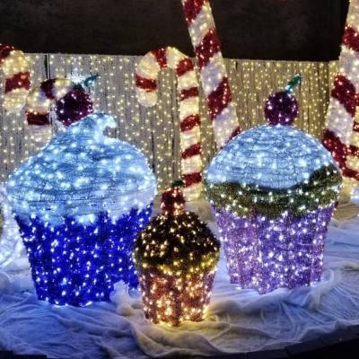 China Firm or Glitter Tinsel Outdoor Decorations Cup Cake Topper 3d Christmas Pattern Colorful Light for sale