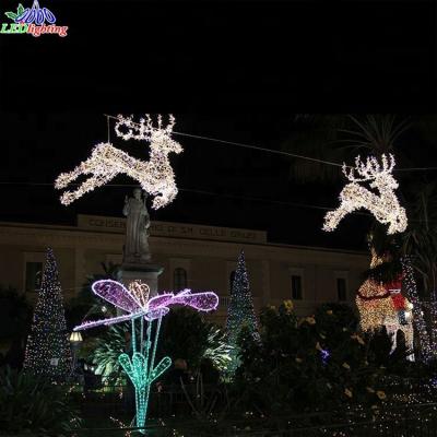 China Commercial Use Outdoor 3D Moose Christmas Reindeer Pattern Giant Gold Lights for sale