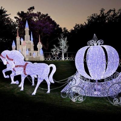 China Commercial Use Acrylic Crystal Christmas Pattern Light Horse Trolley for sale