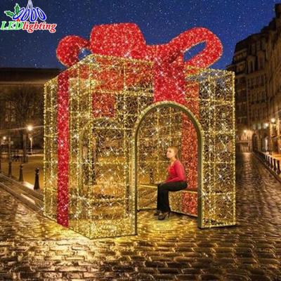 China Steady or Twinkle Colorful Special Gift Box Outdoor Pattern Light Hotel Mall Decoration Pattern Led Gift Box 3D Pattern Light for sale