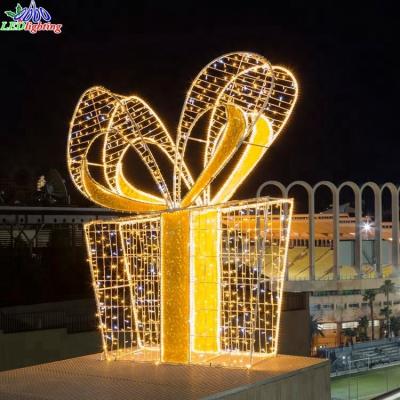 China Static or Flicker Shopping Mall Park 3D Gift Box Light Christmas Decoration Arch Box Pattern Acrylic Light for sale