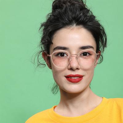 China Optical Glasses Female Round Frame Anti Myopia Optical Sight Glasses Blue Light Classic Myopia Glasses Retro for sale