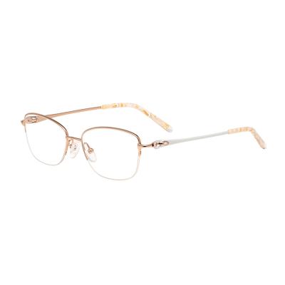 China Myopia Optical Sight Lightness Half Frame Optical Frame Titanium Female Diamond Studded Glass Luxury Frame for sale