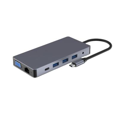 China HD MI 4K 60HZ (3840*2160) (only video) 12 in 1 type c hub docking station 12 in 1 type c usb hub ethernet rj45 hub for sale